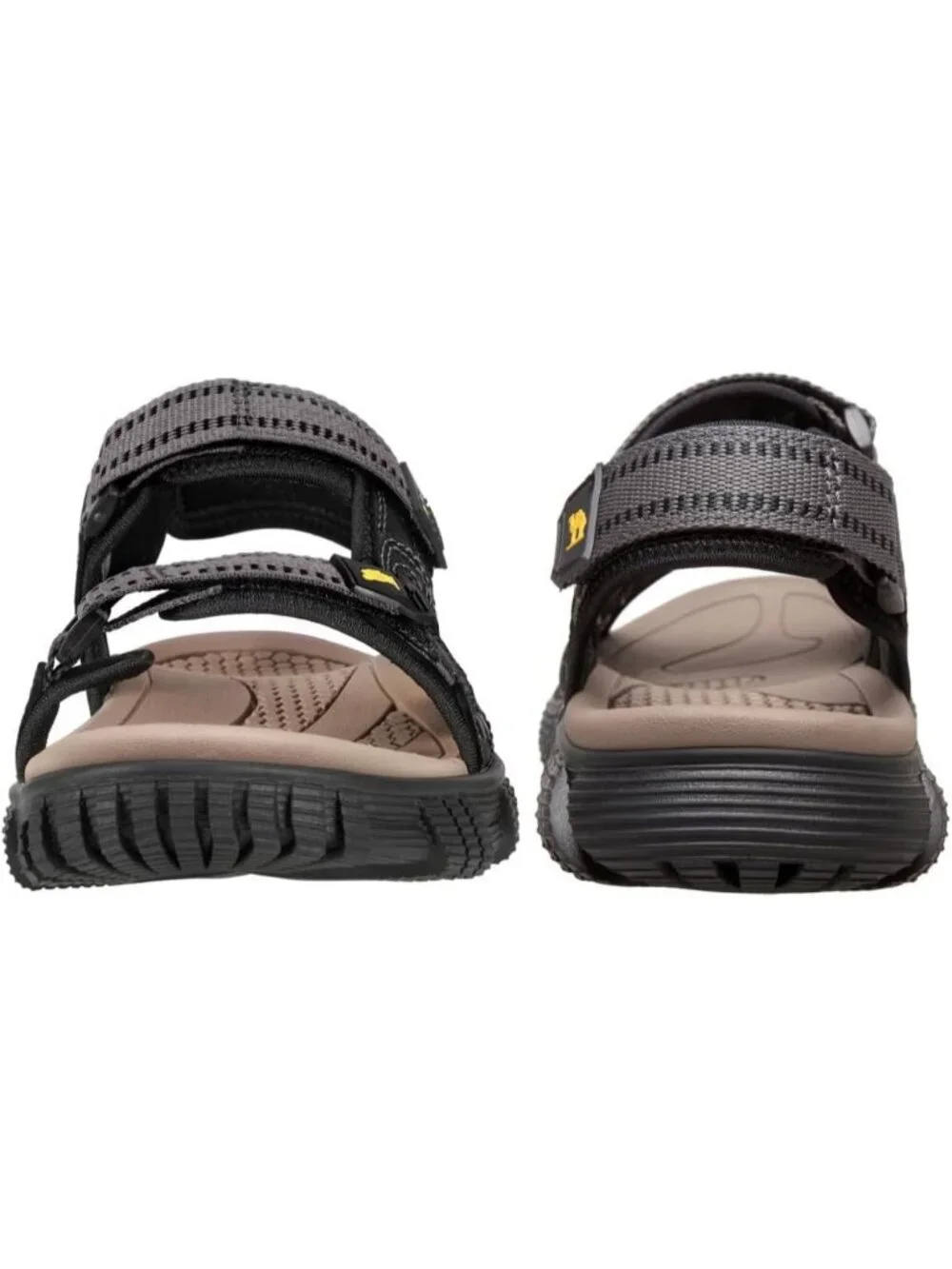 Men's Black And Grey Comfort Leather Athletic Arch Support Hiking Sandal Shoes